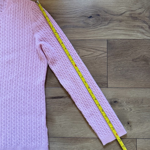 Anne Klein Pink Cashmere Cable Knit Sweater Coquette Soft Shrunken Look - Picture 7 of 8